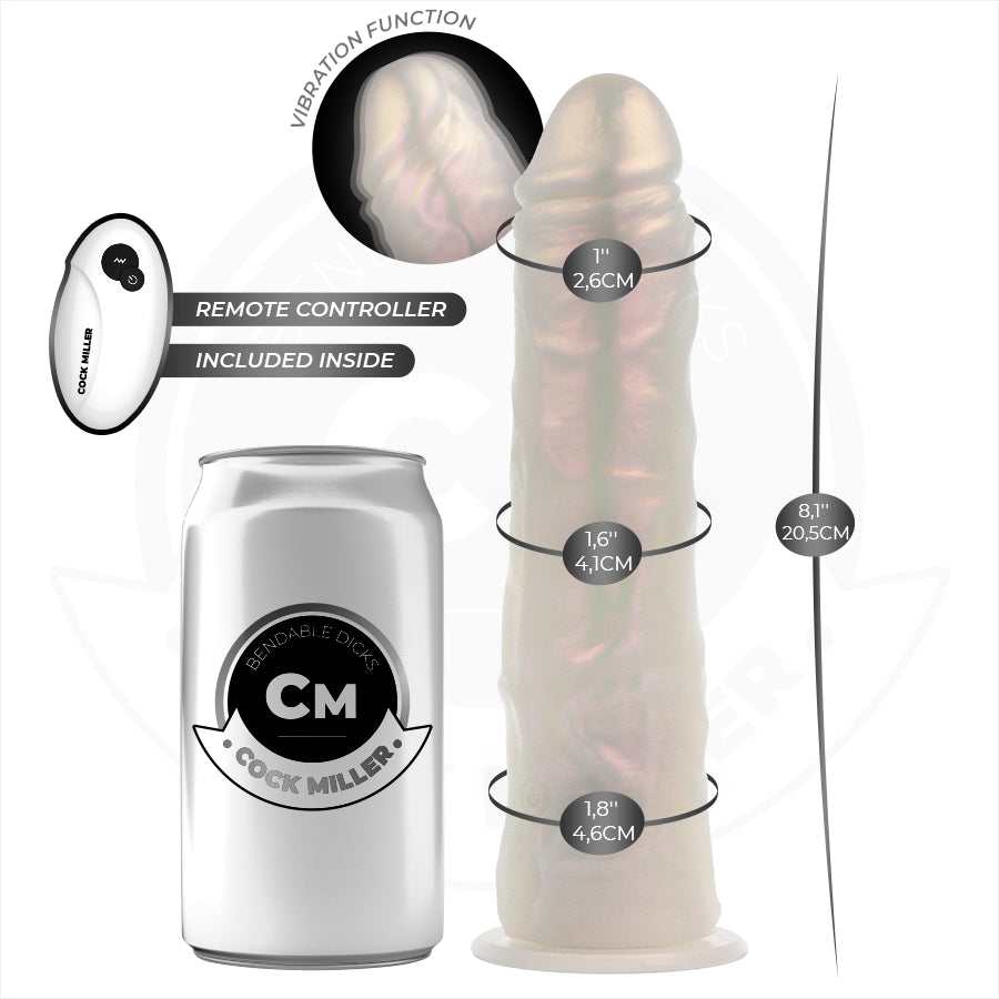 COCK MILLER DILDO COM VENTOSA LUZES E VIBRAyaO COM CONTROLE REMOTO BRANCO 205 CM