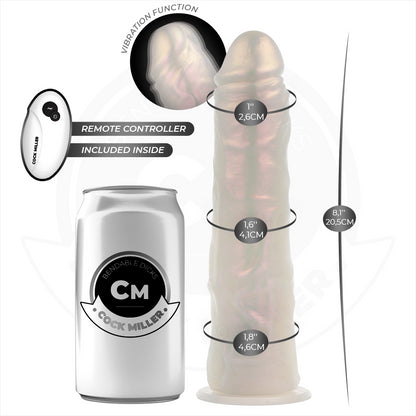 COCK MILLER DILDO COM VENTOSA LUZES E VIBRAyaO COM CONTROLE REMOTO BRANCO 205 CM