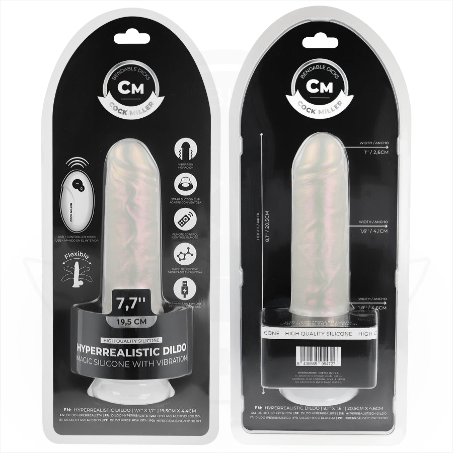COCK MILLER DILDO COM VENTOSA LUZES E VIBRAyaO COM CONTROLE REMOTO BRANCO 205 CM