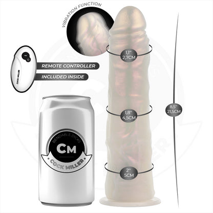 COCK MILLER DILDO COM VENTOSA LUZES E VIBRAyaO COM CONTROLE REMOTO BRANCO 215 CM