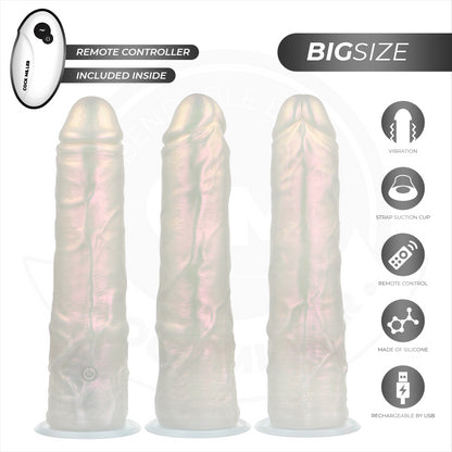 COCK MILLER DILDO COM VENTOSA LUZES E VIBRAyaO COM CONTROLE REMOTO BRANCO 215 CM