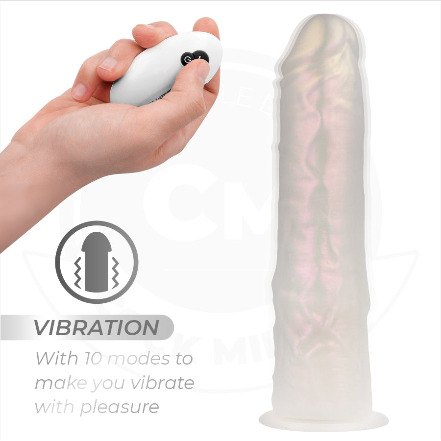 COCK MILLER DILDO COM VENTOSA LUZES E VIBRAyaO COM CONTROLE REMOTO BRANCO 215 CM