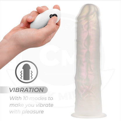 COCK MILLER DILDO COM VENTOSA LUZES E VIBRAyaO COM CONTROLE REMOTO BRANCO 215 CM