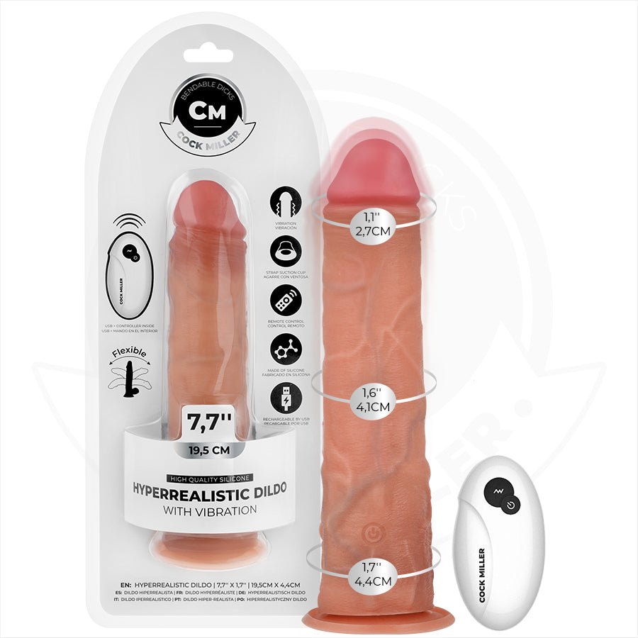 COCK MILLER DILDO REALISTA COM VENTOSA E CONTROLE REMOTO VIBRAyaO 195 CM