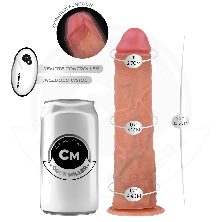 COCK MILLER DILDO REALISTA COM VENTOSA E CONTROLE REMOTO VIBRAyaO 195 CM