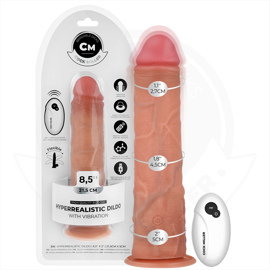 COCK MILLER DILDO REALISTA COM VENTOSA E VIBRAyaO COM CONTROLE REMOTO 215 CM