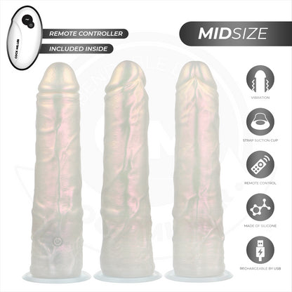 COCK MILLER DILDO COM VENTOSA LUZES E VIBRAyaO COM CONTROLE REMOTO BRANCO 205 CM
