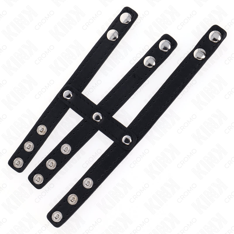 KINK ANEL DE COURO TRIPLO PARA PeNIS COM FECHO DE PRESSaO