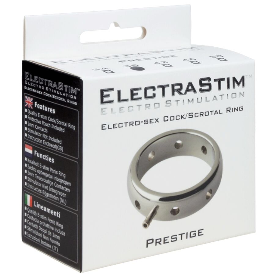ELECTRASTIM ANEL PENIANO ELETROMAGNeTICO DE METAL PRESTIGE 38 MM