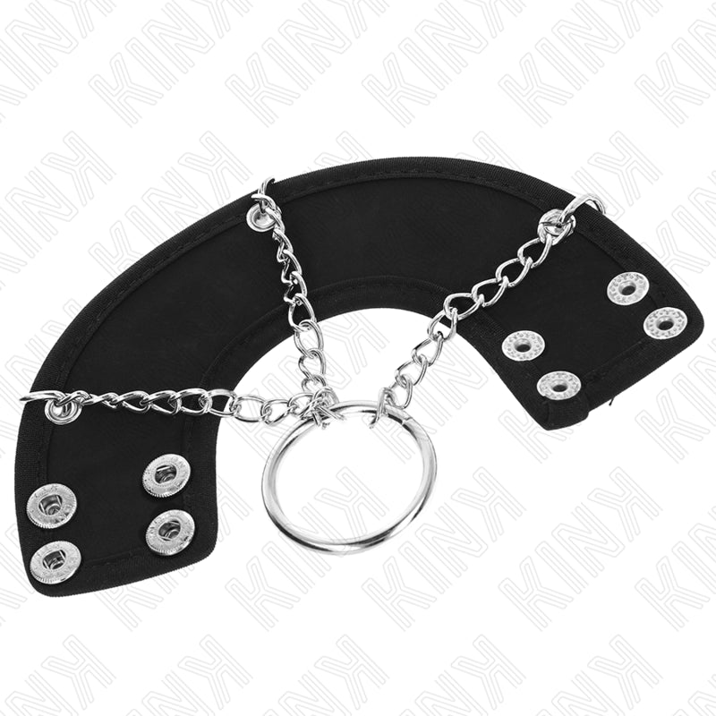 KINK ANEL PARA PeNIS 4 CM CORRENTE 7 CM METAL COM CINTO DE COURO