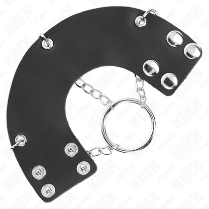 KINK ANEL PARA PeNIS 4 CM CORRENTE 7 CM METAL COM CINTO DE COURO