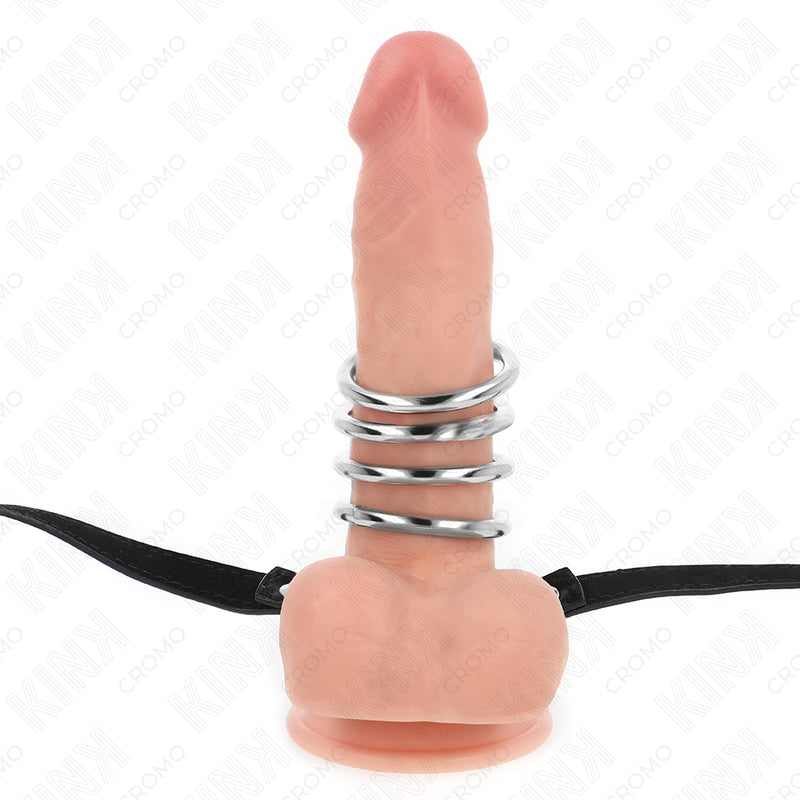 KINK 5 ANeIS DE PeNIS 38 CM A 5 CM METAL COM CINTO DE COURO 112 CM