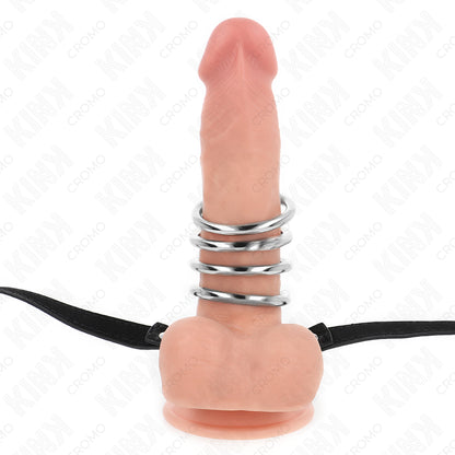KINK 5 ANeIS DE PeNIS 38 CM A 5 CM METAL COM CINTO DE COURO 112 CM