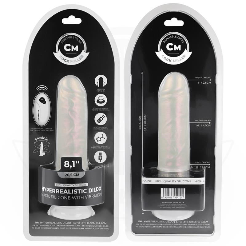 COCK MILLER DILDO COM VENTOSA LUZES E VIBRAyaO COM CONTROLE REMOTO BRANCO 205 CM