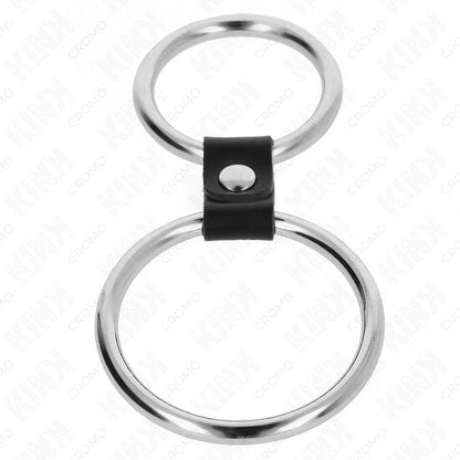 KINK ANEL DE PeNIS DUPLO DE METAL 37 CM A 5 CM CONECTADO POR TIRA DE COURO MODELO 1