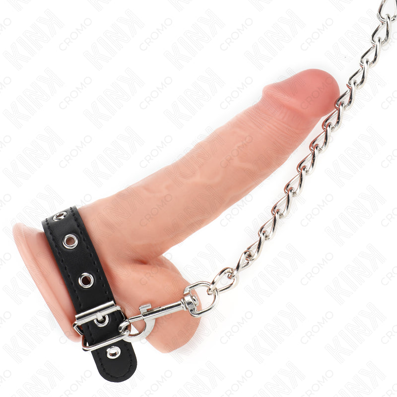 KINK ANEL DE COURO PARA PeNIS COM CORRENTE 215 X 2 CM E CORRENTE DE METAL 60 CM