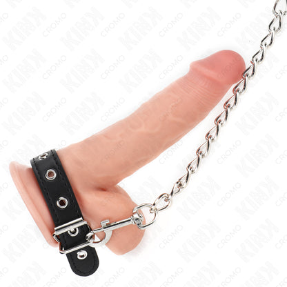 KINK ANEL DE COURO PARA PeNIS COM CORRENTE 215 X 2 CM E CORRENTE DE METAL 60 CM