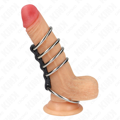 KINK 5 ANeIS DE PeNIS DE 37 CM A 5 CM DE METAL CONECTADOS POR COURO