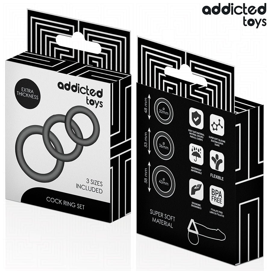 ADDICTED TOYS CONJUNTO DE ANeIS DE SILICONE MODELO 1