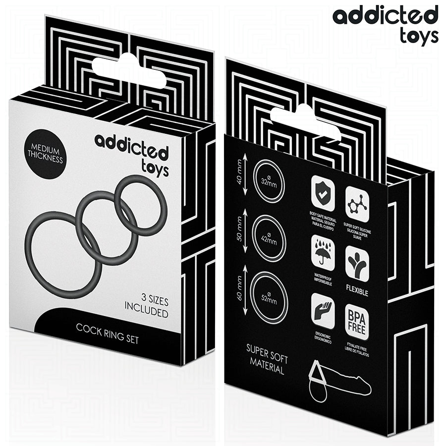 ADDICTED TOYS CONJUNTO DE ANeIS DE SILICONE MODELO 2