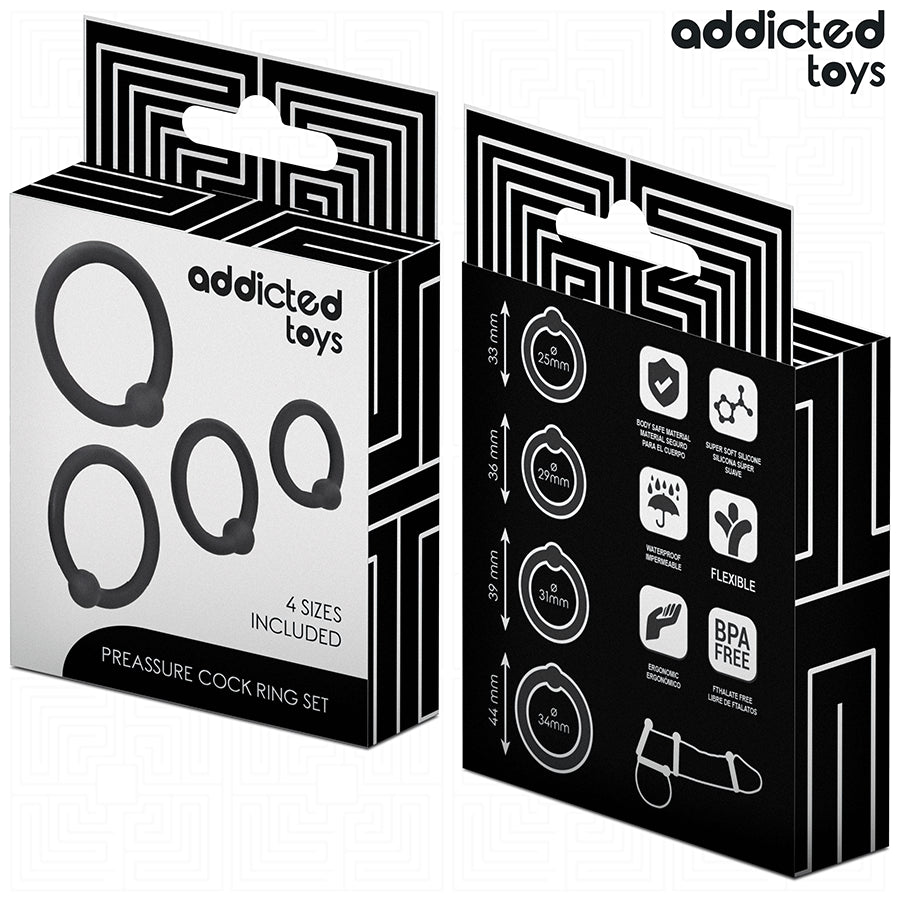ADDICTED TOYS CONJUNTO DE ANeIS DE SILICONE DE PRESSaO