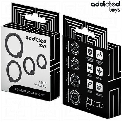 ADDICTED TOYS CONJUNTO DE ANeIS DE SILICONE DE PRESSaO