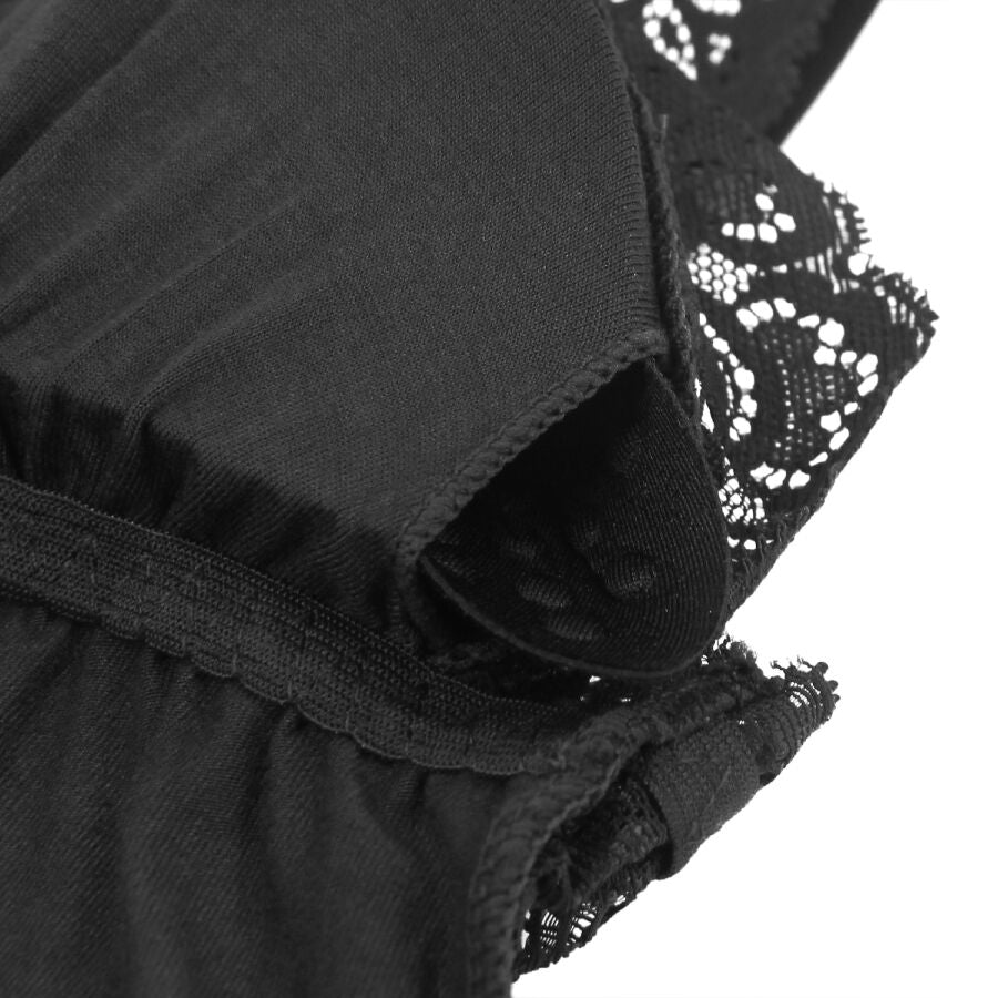 SUBBLIME TEDDY PRETO FLORAL DETALHE DE RENDA L XL