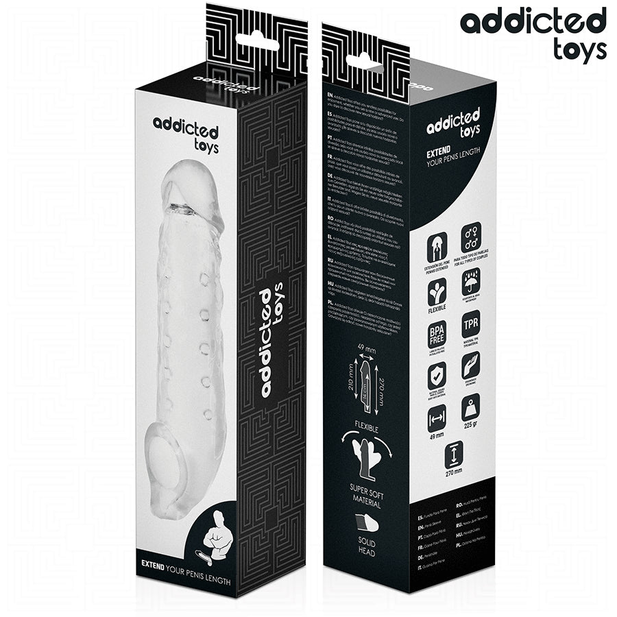 ADDICTED TOYS EXTENSaO DE PeNIS TRANSPARENTE TAMANHO S 23 CM