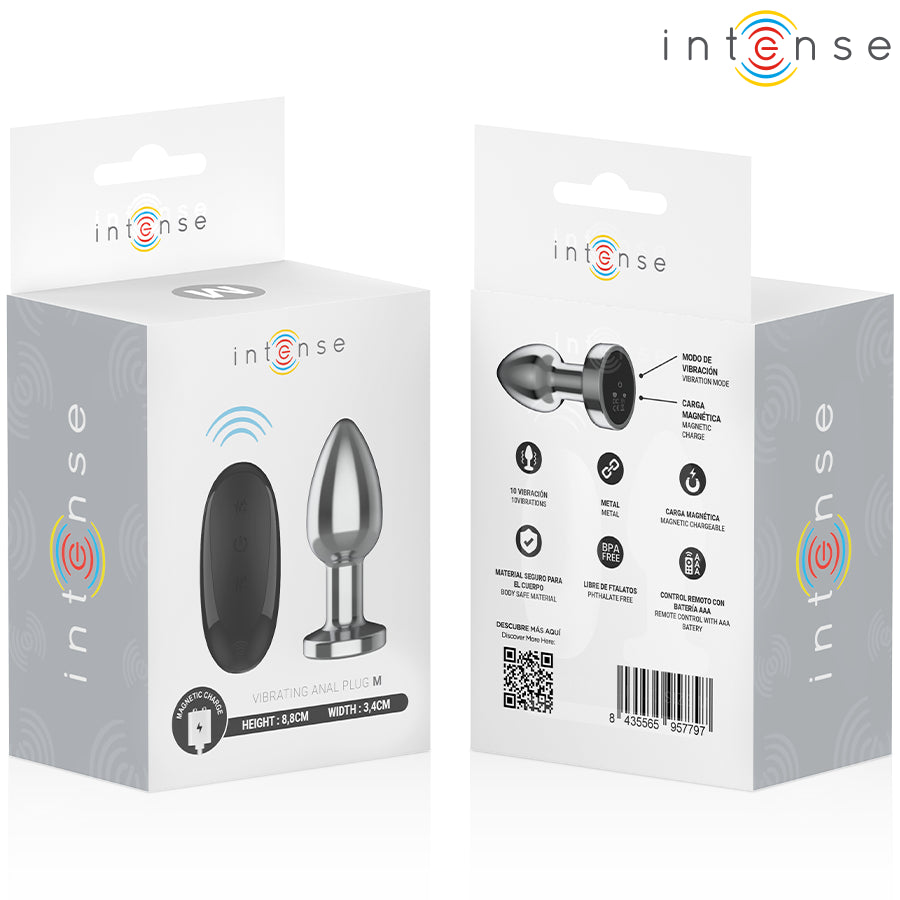 INTENSE PLUG ANAL 10 VIBRAyoES METAL COM CONTROLE REMOTO M