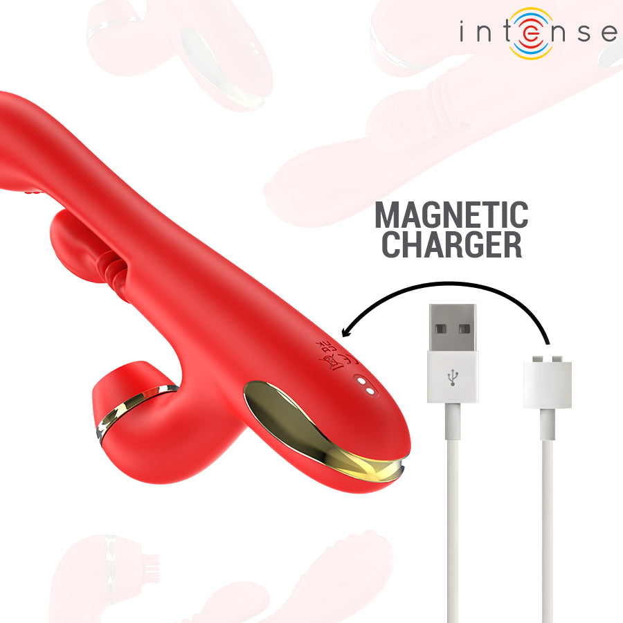 INTENSE ESTIMULADOR DE CLIToRIS MULTIFUNCIONAL KATY 4 CABEyAS INTERCAMBIaVEIS VERMELHO