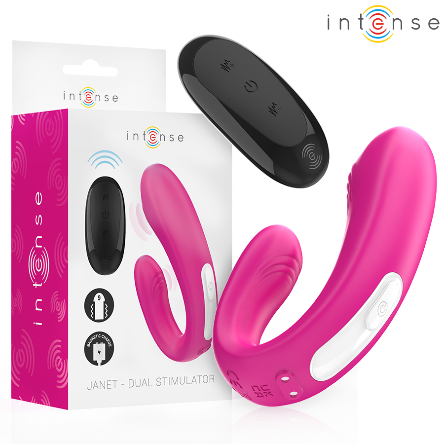 INTENSE JANET DUAL ESTIMULADOR EM U E VIBRADOR COM CONTROLE REMOTO ROSA