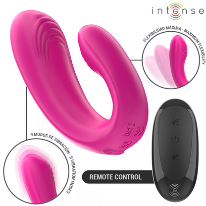 INTENSE JANET DUAL ESTIMULADOR EM U E VIBRADOR COM CONTROLE REMOTO ROSA