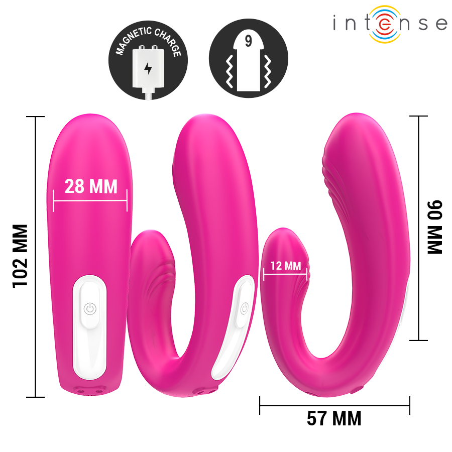 INTENSE JANET DUAL ESTIMULADOR EM U E VIBRADOR COM CONTROLE REMOTO ROSA