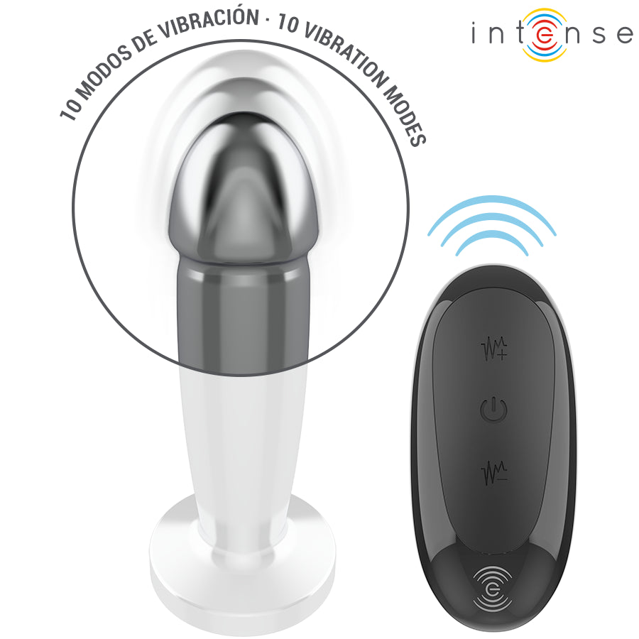 INTENSE PLUG ANAL 10 VIBRAyoES DILDO DE METAL COM CONTROLE REMOTO S