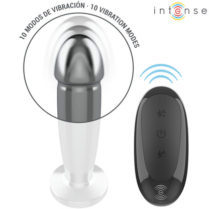 INTENSE PLUG ANAL 10 VIBRAyoES DILDO DE METAL COM CONTROLE REMOTO M
