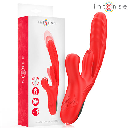 INTENSE VIBRADOR MULTIFUNCIONAL KAROL THRUST STIMULATION ONDAS ESTIMULANTES VERMELHO