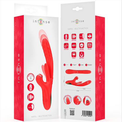 INTENSE VIBRADOR MULTIFUNCIONAL KAROL THRUST STIMULATION ONDAS ESTIMULANTES VERMELHO