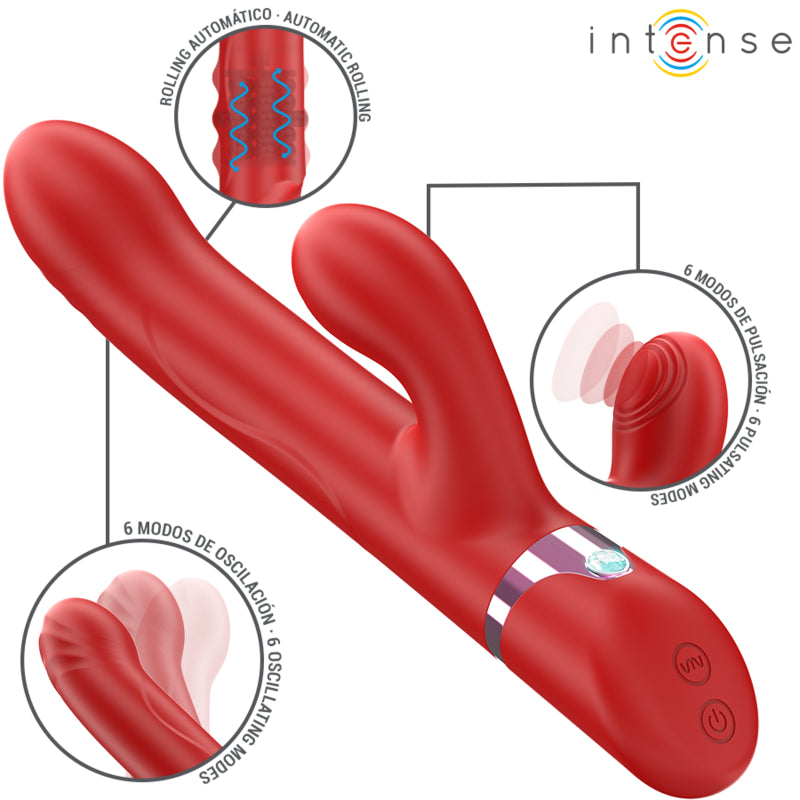 INTENSE LELE VIBRADOR MULTIFUNCIONAL ROTATIVO OSCILAyaO ESTIMULAyaO VERMELHO