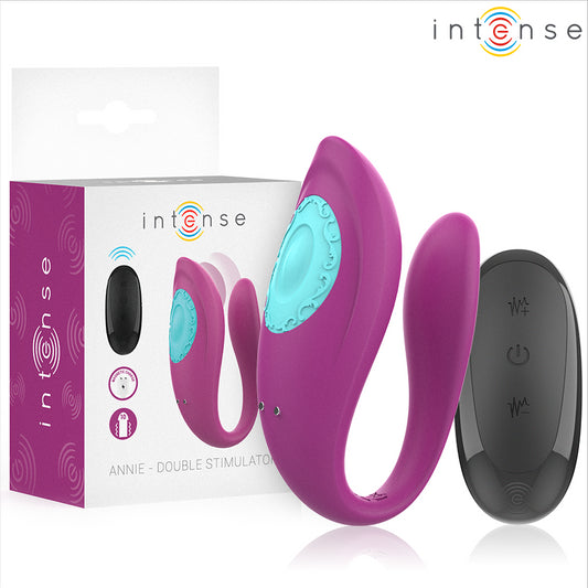 INTENSE ANNIE VIBRADOR E ESTIMULADOR EM FORMA DE U ROXO CONTROLE REMOTO