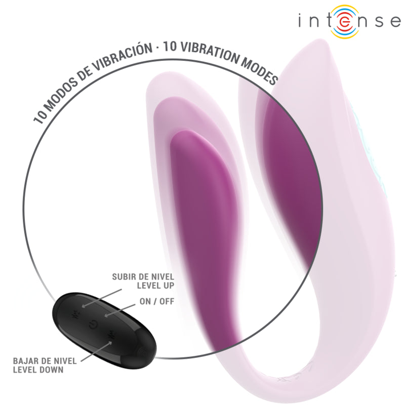 INTENSE ANNIE VIBRADOR E ESTIMULADOR EM FORMA DE U ROXO CONTROLE REMOTO