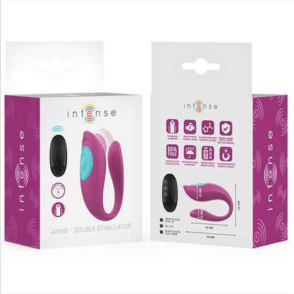 INTENSE ANNIE VIBRADOR E ESTIMULADOR EM FORMA DE U ROXO CONTROLE REMOTO