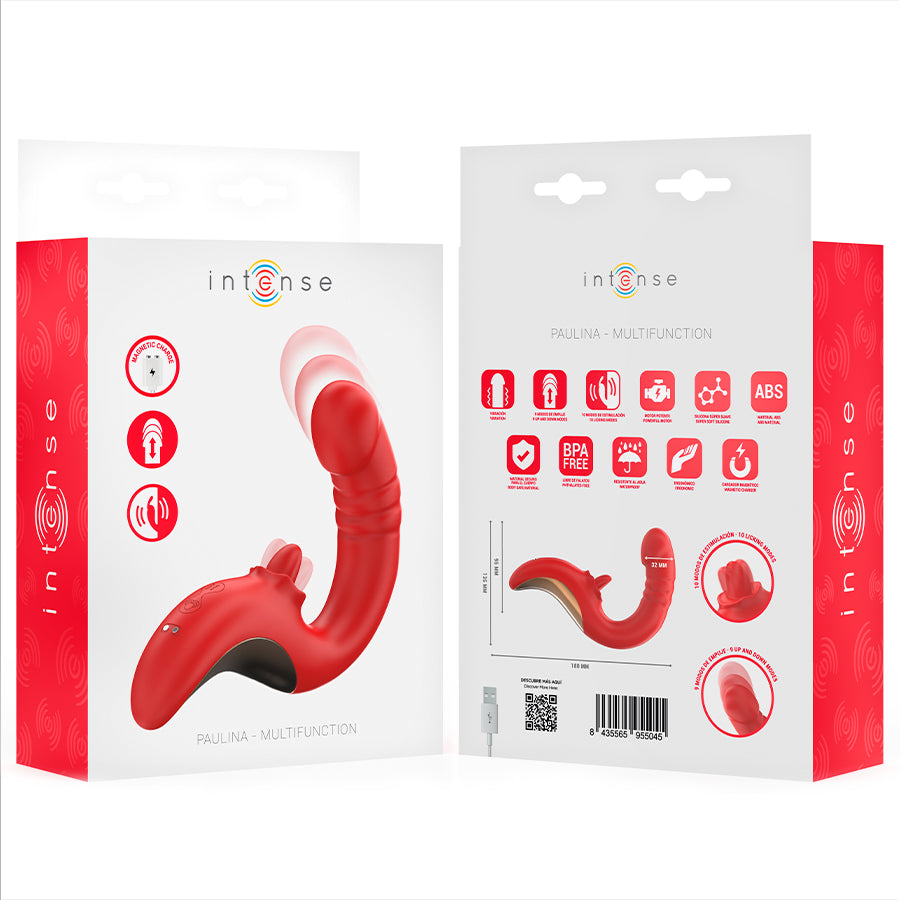 INTENSE VIBRADOR E ESTIMULADOR PAULINA EM FORMATO U VERMELHO