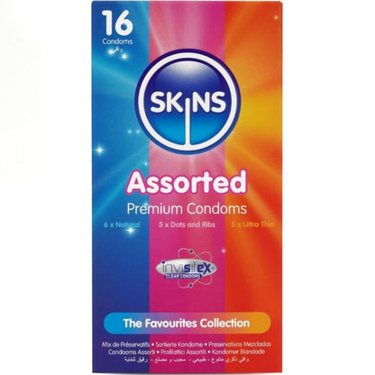 SKINS PACOTE COM 16 PRESERVATIVOS PREMIUM VARIADOS