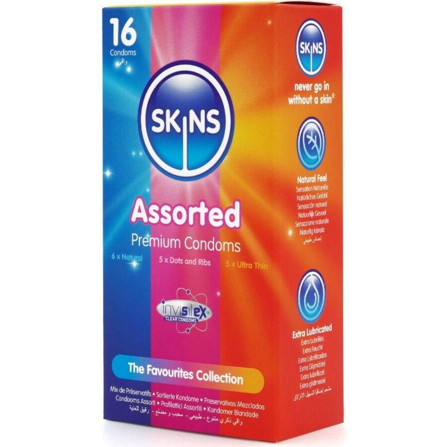 SKINS PACOTE COM 16 PRESERVATIVOS PREMIUM VARIADOS