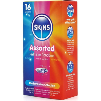 SKINS PACOTE COM 16 PRESERVATIVOS PREMIUM VARIADOS