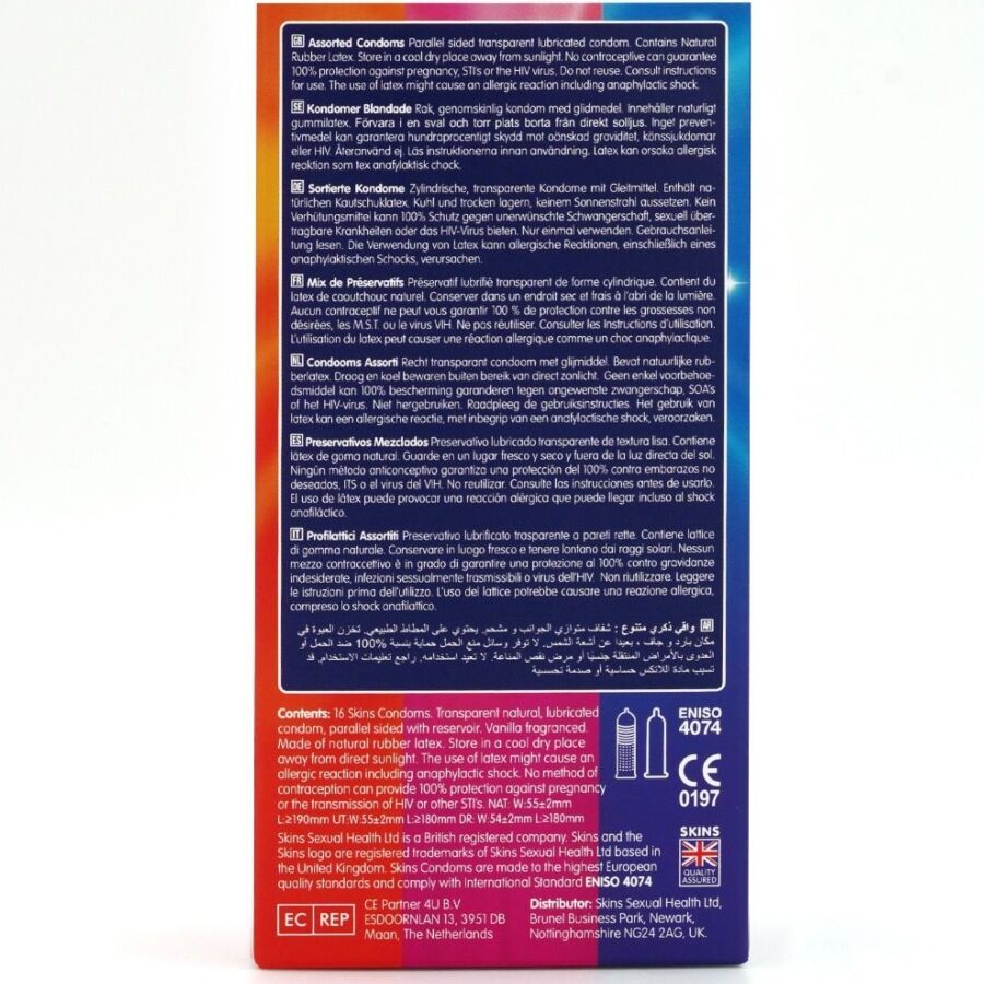SKINS PACOTE COM 16 PRESERVATIVOS PREMIUM VARIADOS