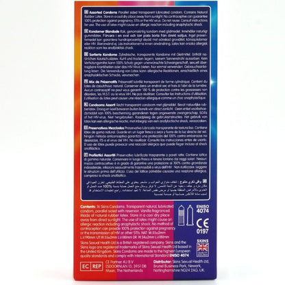 SKINS PACOTE COM 16 PRESERVATIVOS PREMIUM VARIADOS