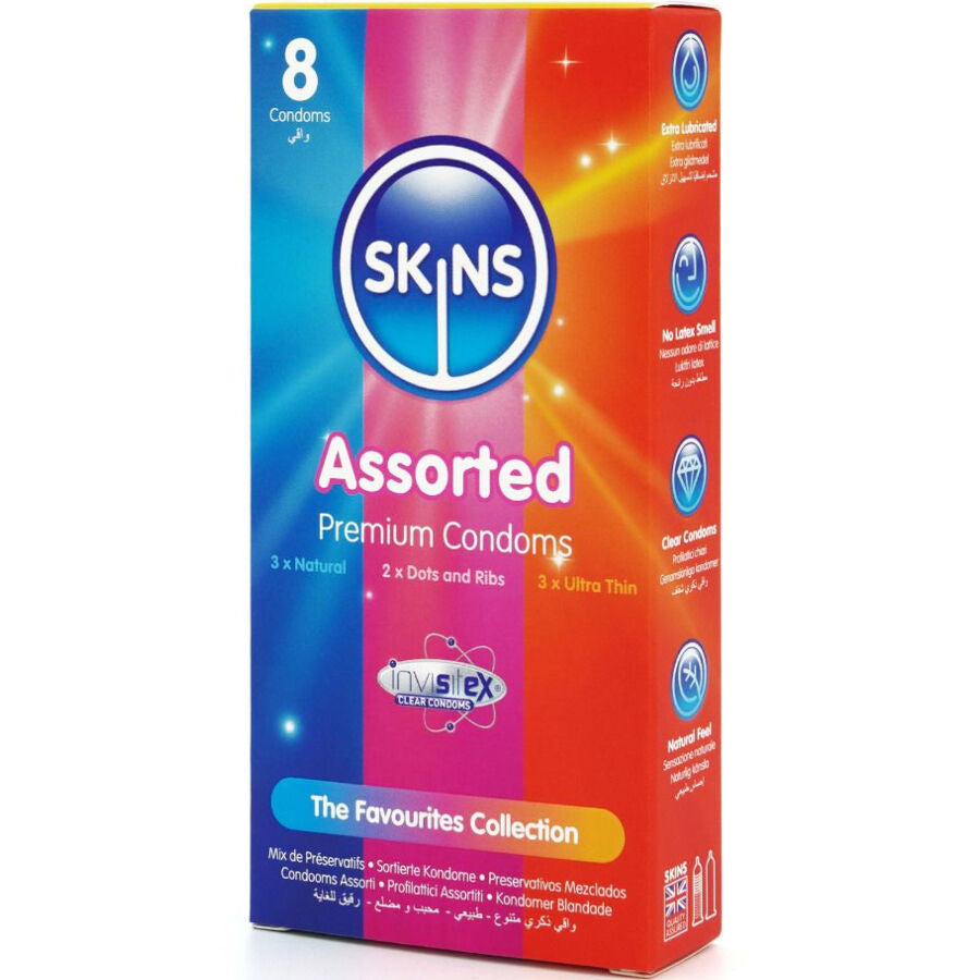 SKINS PACOTE COM 8 PRESERVATIVOS PREMIUM VARIADOS