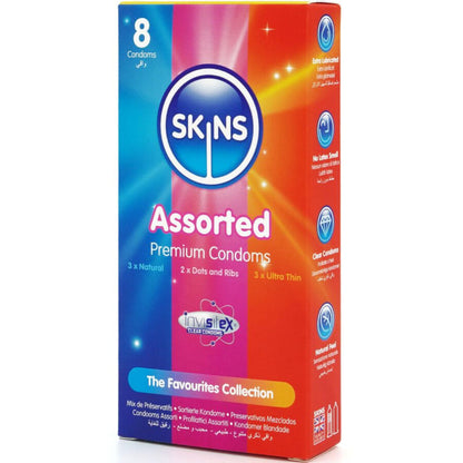 SKINS PACOTE COM 8 PRESERVATIVOS PREMIUM VARIADOS