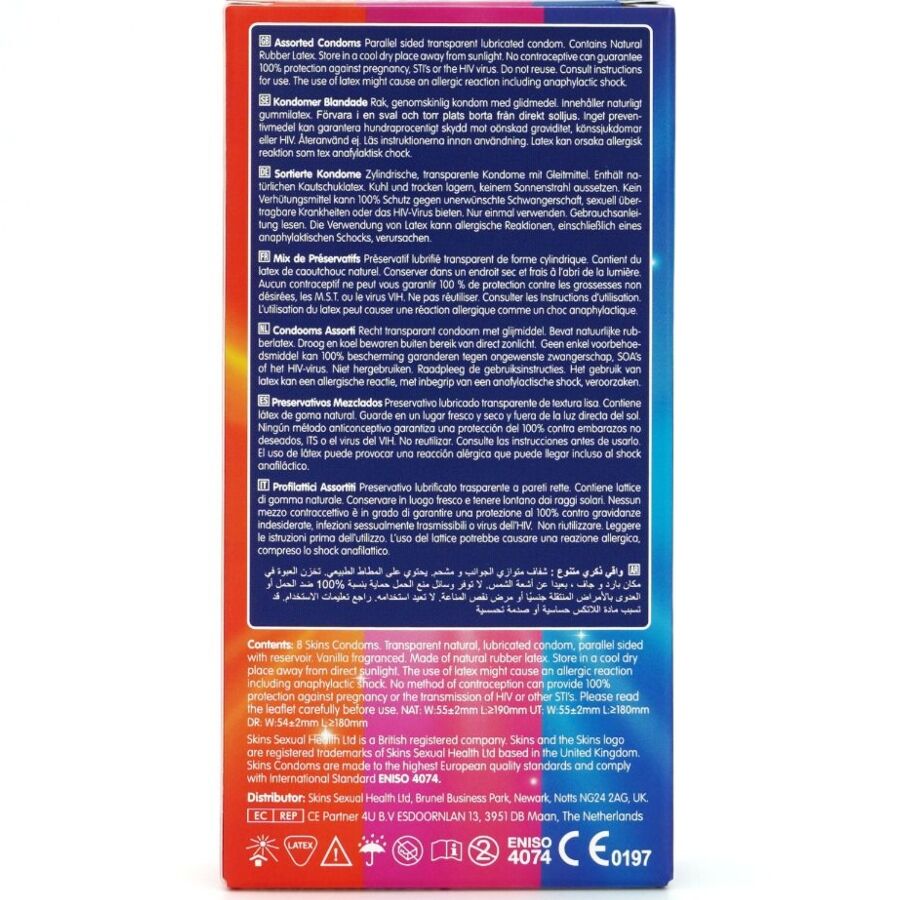 SKINS PACOTE COM 8 PRESERVATIVOS PREMIUM VARIADOS